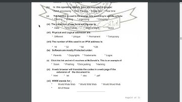 Computer Studies Model Paper 2021 Board of Secondary Education Karachi