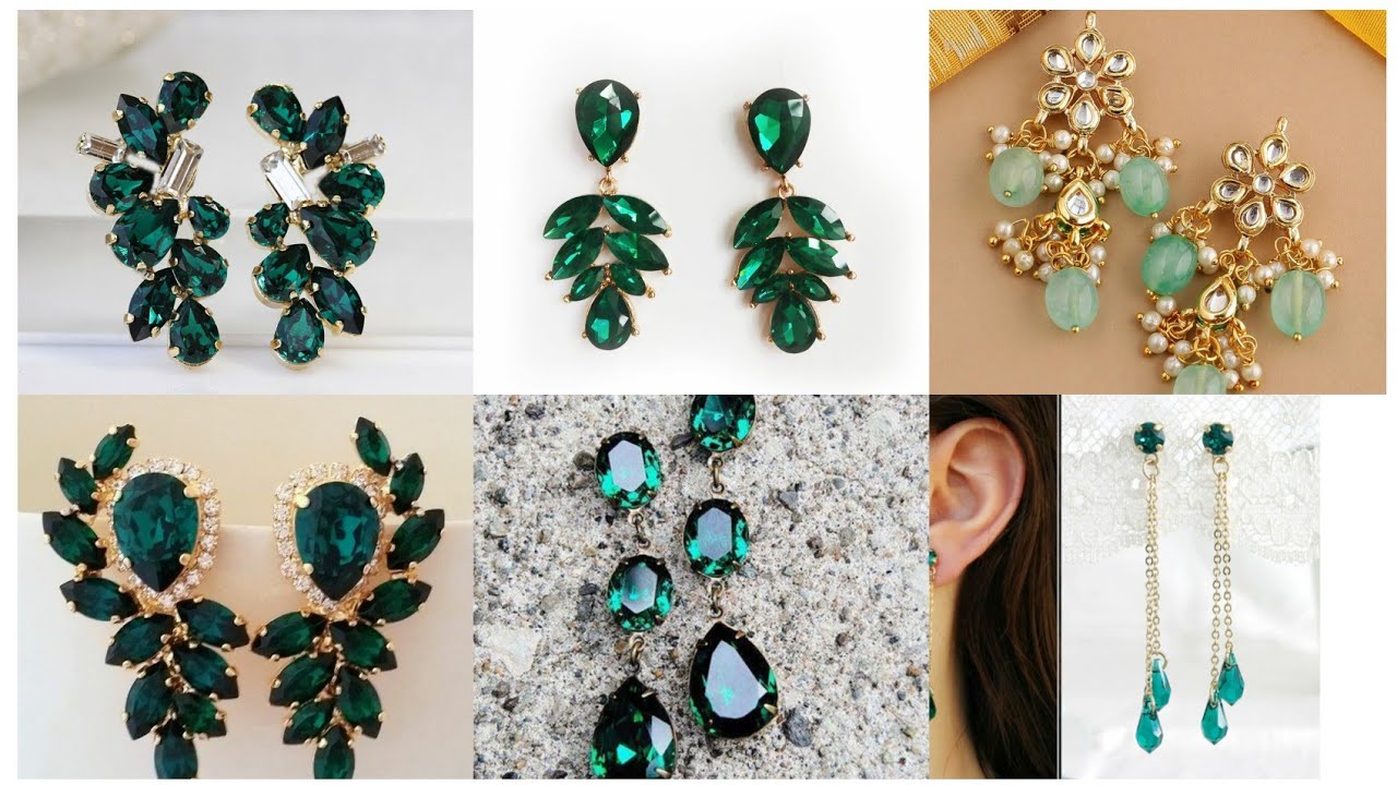 best green colour earrings collection