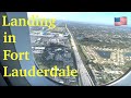  landing in fort lauderdale florida  aerial view