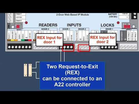 How to connect a door contact & a request-to-exit (REX)