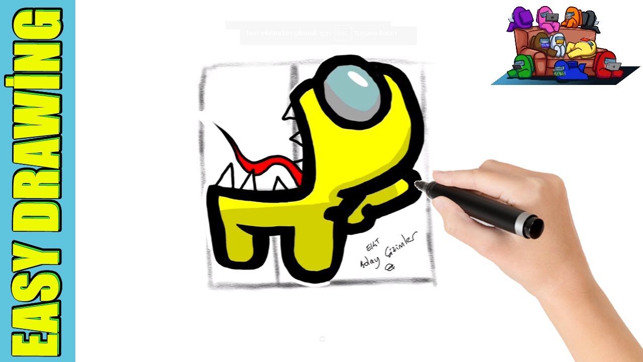 easy how to draw among us İMPOSTOR character step by step - easy ...