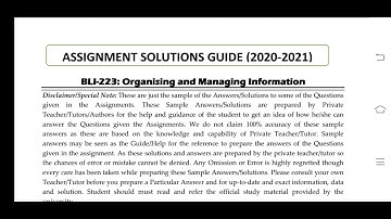 BLI 223 Ignou Solved Assignment