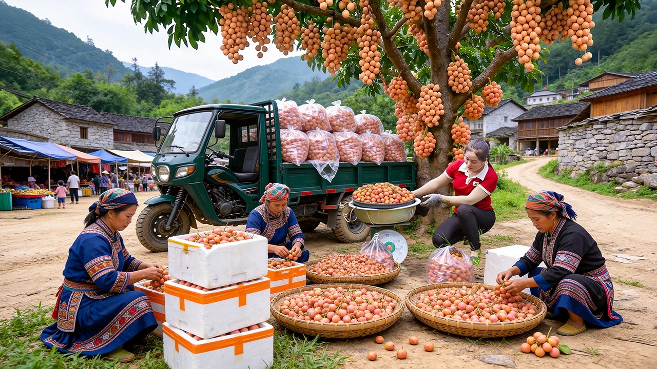 Buy Lots Of Red Rambai Fruit From Ethnic People in the Highlands Goes To Market Sell