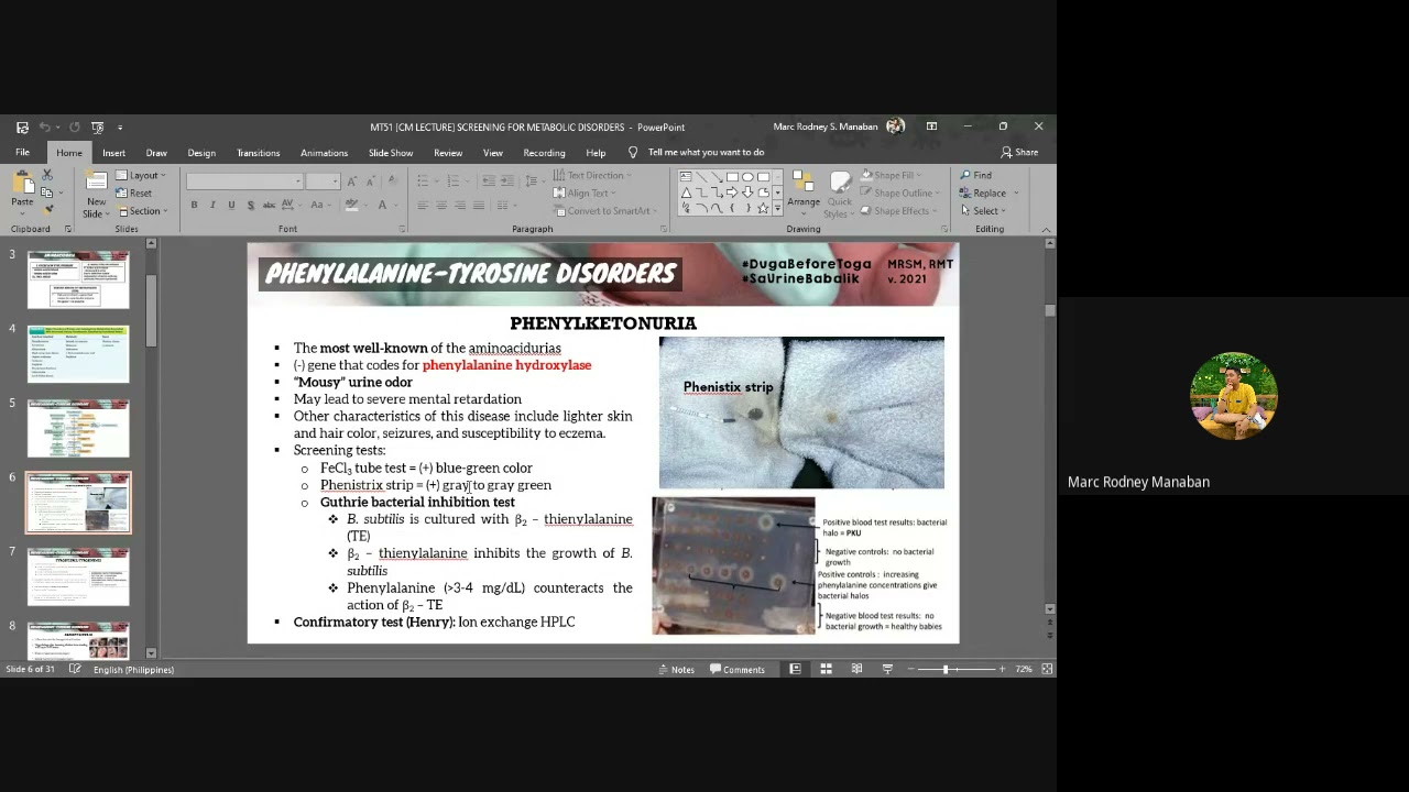 MT 51: Didactics | Clinical Microscopy Review (Urine Screening for Metabolic Disorders)