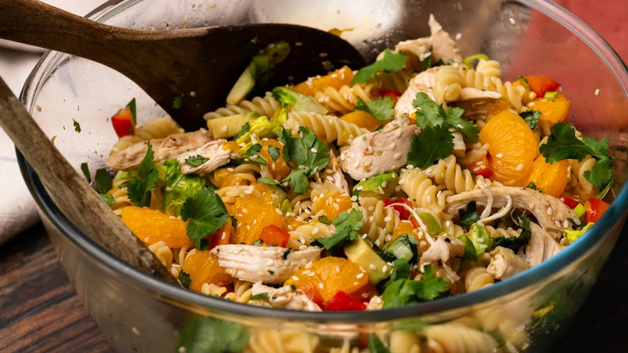 Mandarin Chicken Pasta Salad Recipe - YouTube