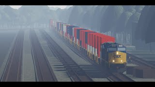 CSX Stack Train Rounds the Bend