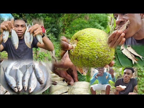 100% Natural Jamaican 🇯🇲 Countryside Visuals! ROAST BREADFRUIT,SPRAT FISH,BANANA,NASEBERRY,CINNAMON