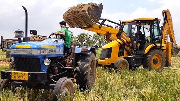 New Jcb 3dx Machine Loading Mud in Two Mahindra 475 Di and Sonalika Di 740 Tractor | Jcb Tractor