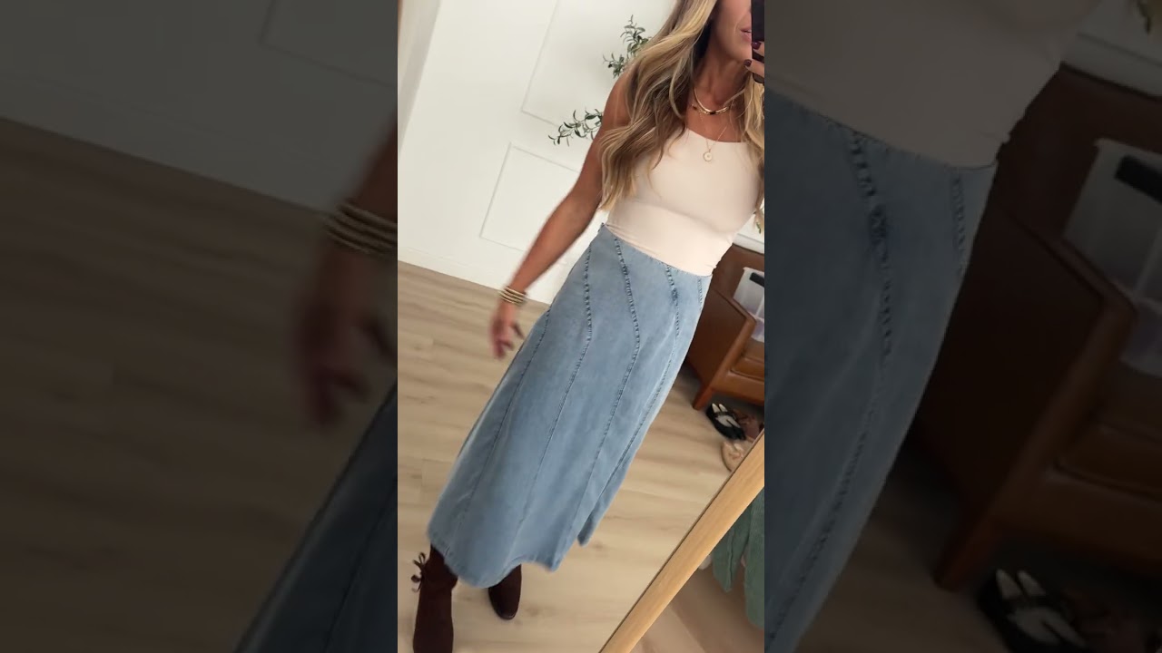 Diagonal Line Chambray Skirt – RubyClaire Boutique