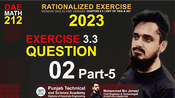 DAE MATH 212 | Chapter 3 Exercise 3.3 Question 2 Part 5 | 2nd Year | Applied Mathematics #math212