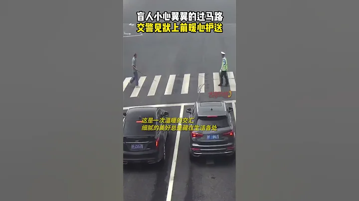 盲人小心翼翼的過馬路 交警見狀上前暖心護送 #熱點新聞事件#新聞#搞笑#真實事件#奇聞趣事#shorts - 天天要聞