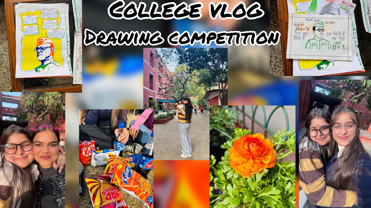 College vlog || drawing competition ￼|| @heyitsprernaa || #youtube #fullvlog #fun  #friends #momos 