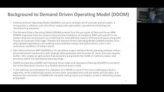 Demand Driven Operation Model in sync with Standard Costing