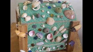 Seashell treasure chest with drawer Built this seashell treasure chest for my girlfriend. Made from plywood and thin MDF, and coated with glittering sand. Took a while to