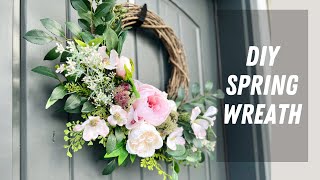 How to make a SPRING GRAPEVINE WREATH with faux florals/ Step by step wreath making tutorial