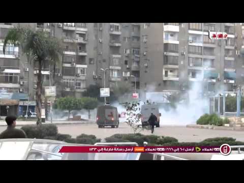 بداية الضرب فى محيط ميدان الساعه عند مدخل رابعه العداوية من ناحية طيبة مول امس