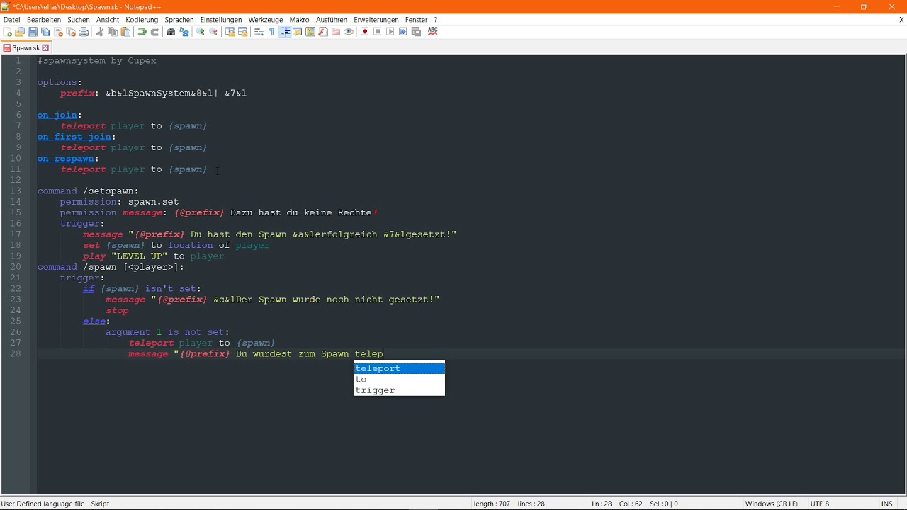 Spawn Skript Skripten #2