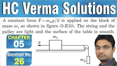 A constant force F  m2 g/2 is applied on the block of mass m1 as shown in figure (5-E10).