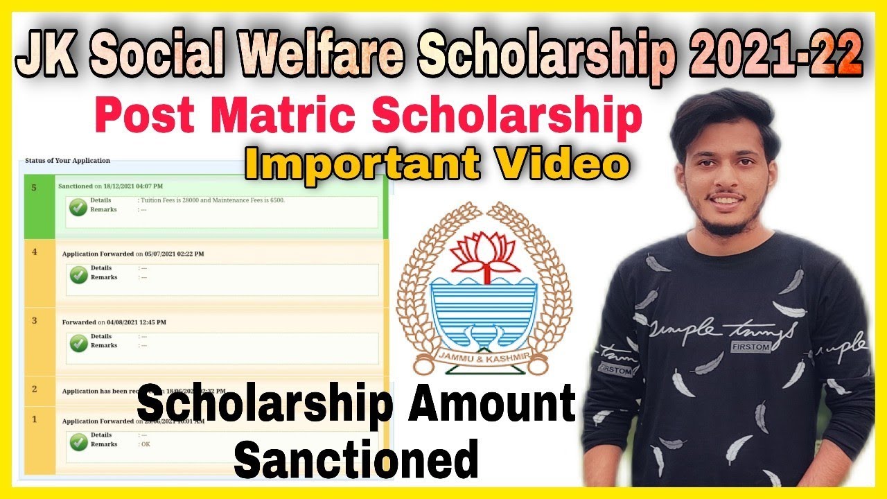JK Social Welfare Post Matric Scholarship Sanctioned | JK Scholarship |