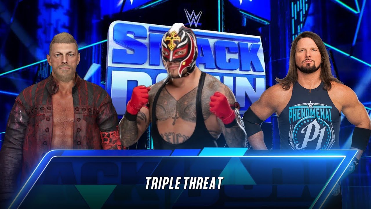 WWE 2K23 - Rey Mysterio VS. Aj Styles VS. Edge - World Heavyweight ...
