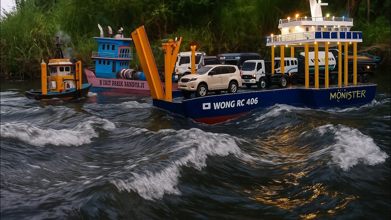 Penuh Antrian bus lintas pulau.truck hino.mini Cooper.kapal cargo.kapal pesiar@wongrc406