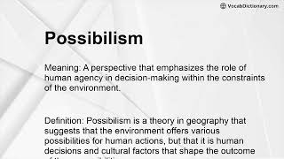 Possibilism Meaning