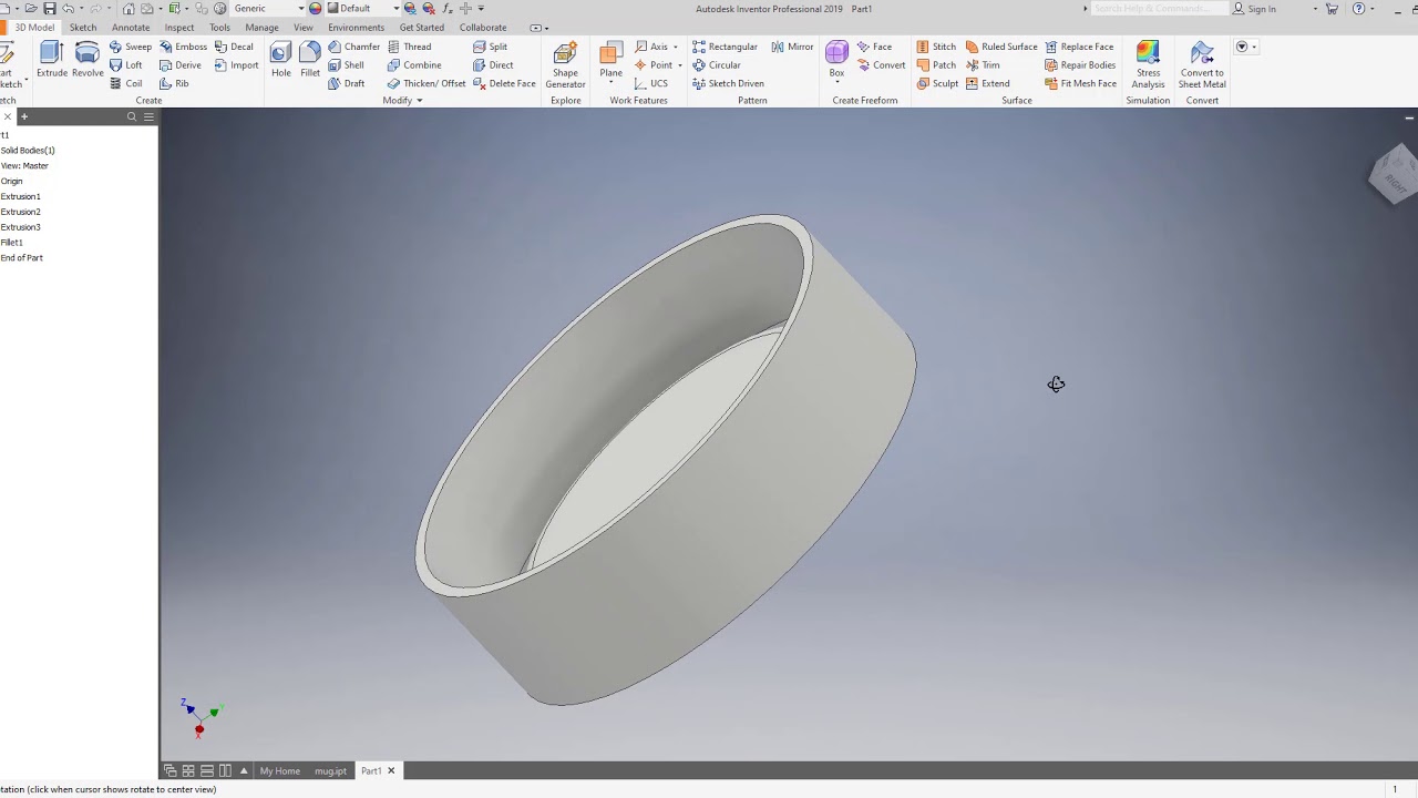 lid for coffee mug in inventor pro 2019 part 3 YouTube