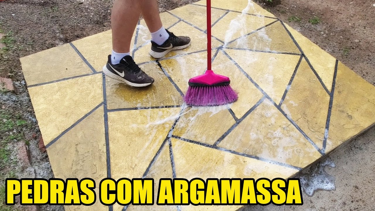 IDEIA FENIAL Piso de Pedras Feito Usando Argamassa - Faça Você Mesmo