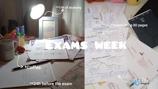 STUDY VLOG |exams week,memorizing 80pages in 1day ,Med student , studying for 14hours, coffee☕