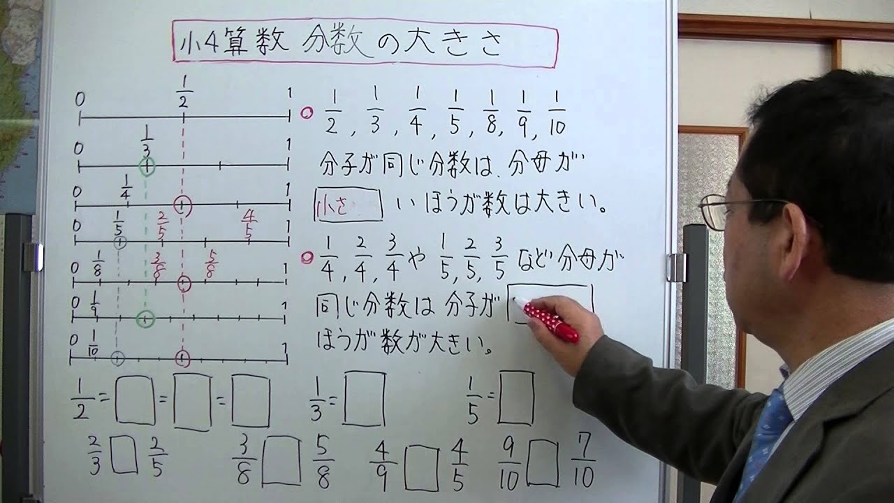 小4算数 分数の大きさ Youtube 小4算数 分数の大きさ Youtube