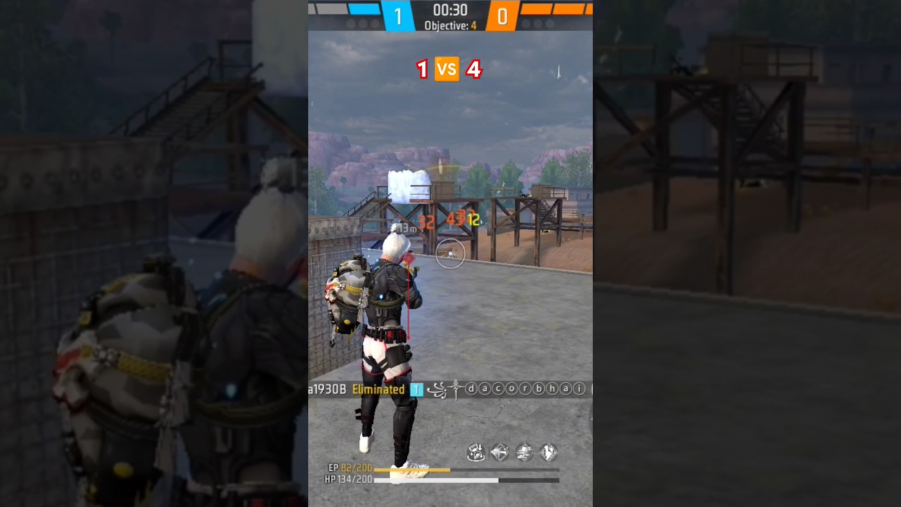 Free fire Max 1 vs 4 clutch amazing shorts - YouTube