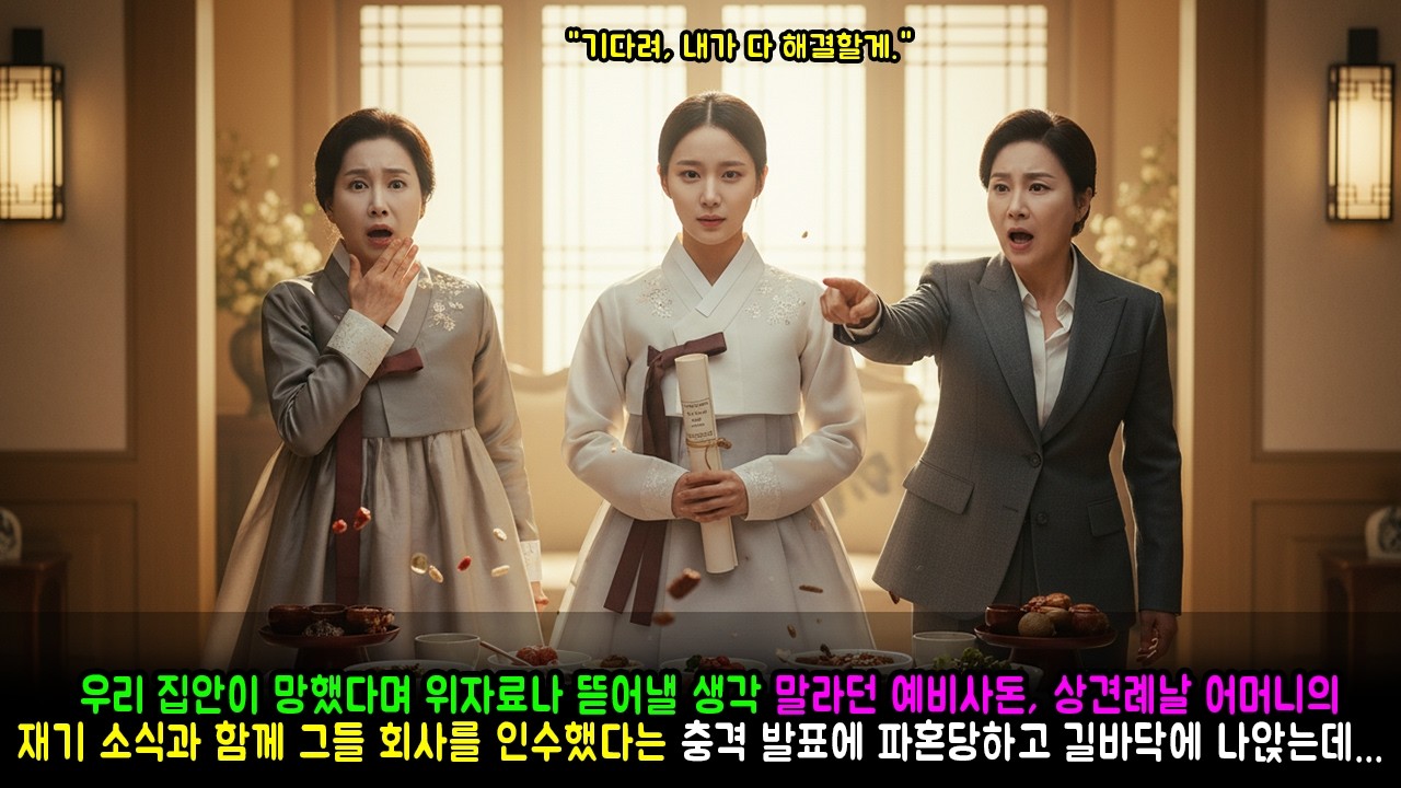 우리 집안이 망했다며 위자료나 뜯어낼 생각 말라던 예비사돈, 상견례날 어머니의 재기 소식과 함께 그들 회사를 인수했다는 충격 발표에 파혼당하고 길바닥에 나앉는데