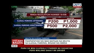 Pagpapataw ng mas mataas na multa sa illegal parking, binawi ng MMDA