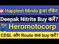 Cdsl share latest news | Happiest Minds share | Route Mobile | Deepak Nitrite | Heromotocorp
