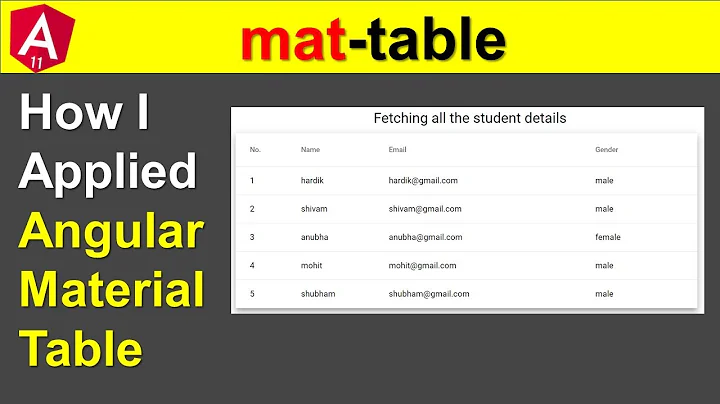 How can I implement a material table in Angular 11 | Angular Material | MatTableModule| shivam sahu