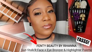 FENTY SUN STALK'R FACE + EYE BRONZER & HIGHLIGHTER PALETTE | Try-On Dark Skin