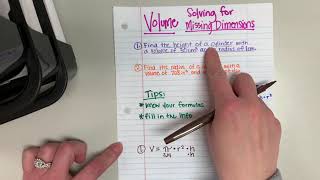 Volume -Solving for Missing Dimensions