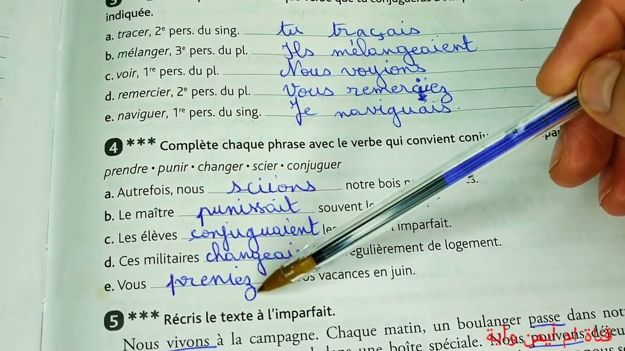 CM1 conjugaison 12 l'imparfait /exercices page 69 cahier d'exercices/croque-feuille