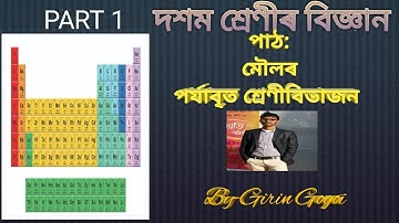 মৌলৰ পৰ্যাবৃত শ্ৰেণীবিভাজন,দশম শ্ৰেণীৰ বিজ্ঞান,Periodic Table and Classification of Elements