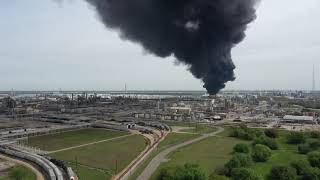 #fire #today Drone footage of the fire at ITC Deer Park facility
