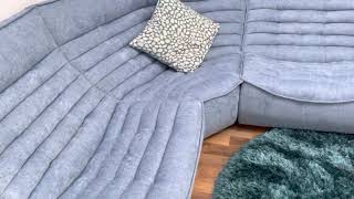 Calia Italia sections sectional lounger corner group sofa suite blue fabric designer contemporary