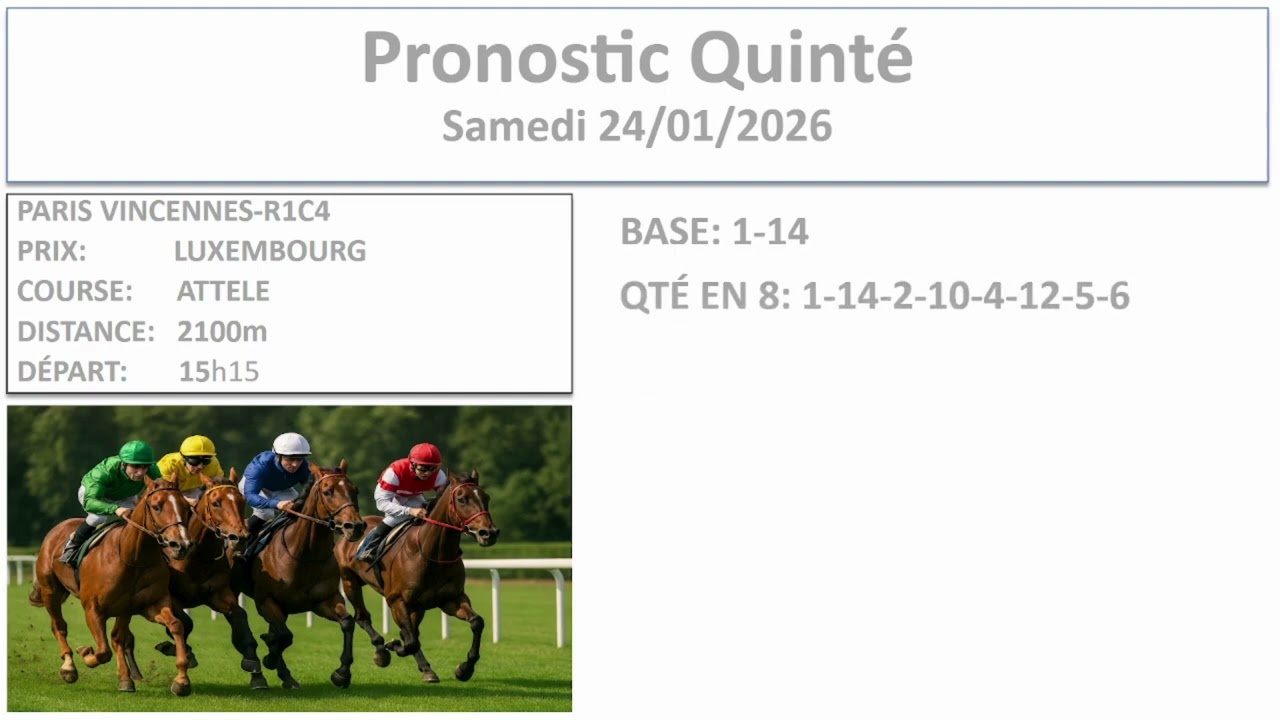 Pronostic Quinté du Samedi 24/01/2026|ATTELE|PMU Turf | Base et Cheval Surprise