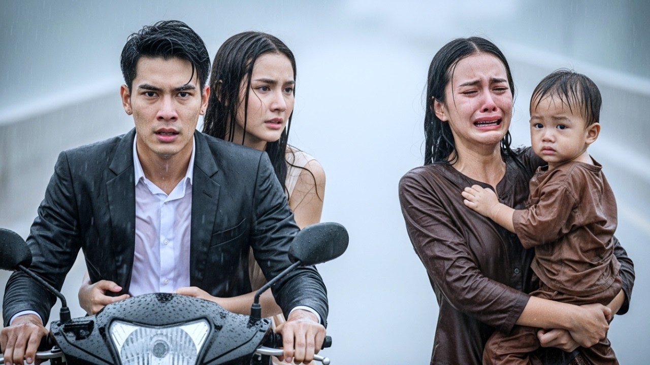 มหาเศรษฐีพาภรรยาน้อยข้ามสะพาน ท่ามกลางสายฝนกลับเห็นอดีตภรรยาอุ้มลูกยืนรอรถเมล์ ทำให้เขานิ่งอึ้ง