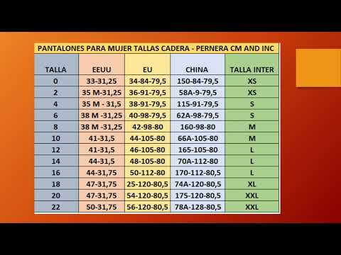 PANTALONES PARA MUJER Cintura y Pernera Medidas Generales 