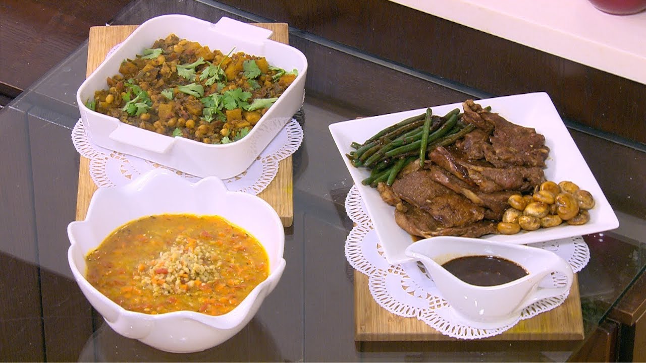 كاري البطاطا بالسبانخ - لحمة بالفاصوليا والمشروم - شوربة قمح  | اميرة في المطبخ حلقة كاملة