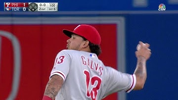 PHI@TOR: Galvis retires Pillar with a hard throw