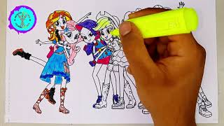 Coloring Pages EQUESTRIA GIRLS - Mane 7 Friendship/How to color My Little Pony/Drawing Tutorial🦄art🦄