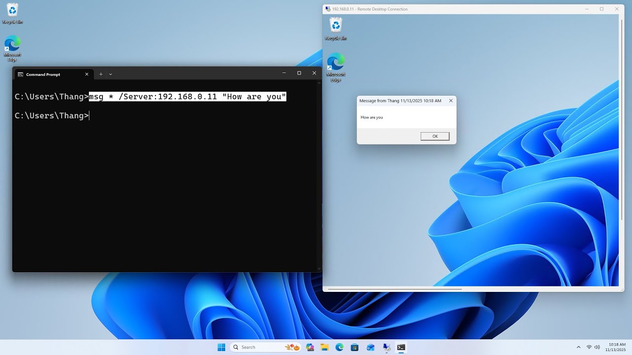 CMD Send message to another PC in the same LAN