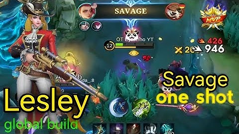 SAVAGE + 27 Kills!! Lesley Gameplay Solo Ranked One Shot build!! (WTF DAMAGE)