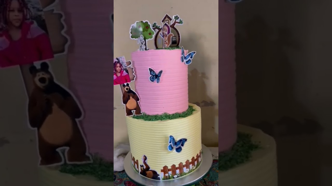 Bolo Mancha e o Urso☺️ #moçambique #manchaeurso #shortvideo #decoração #bolofeminino #inspiração